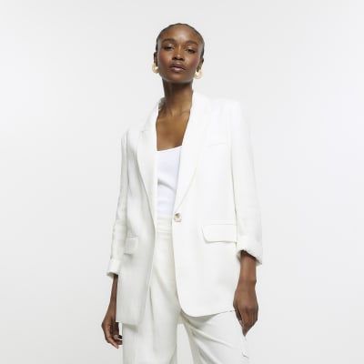 White roll sleeve dad blazer