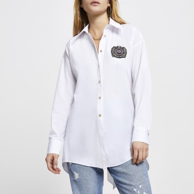 White 'RR' open back tie shirt