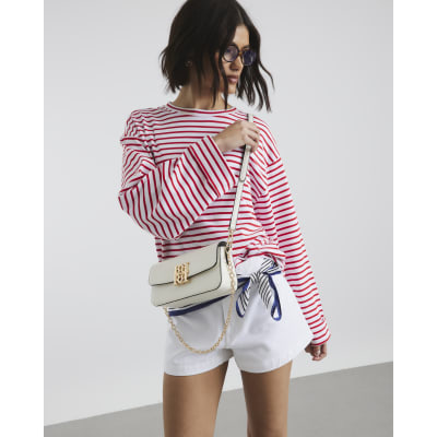 White RR Satchel Bag