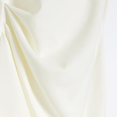 White ruched bodycon mini dress | River Island