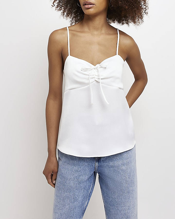 White ruched cami top