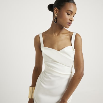 White silk 2024 bodycon dress