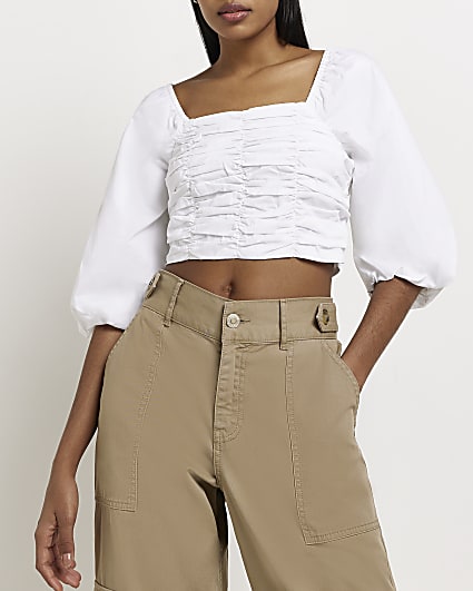 White ruched top