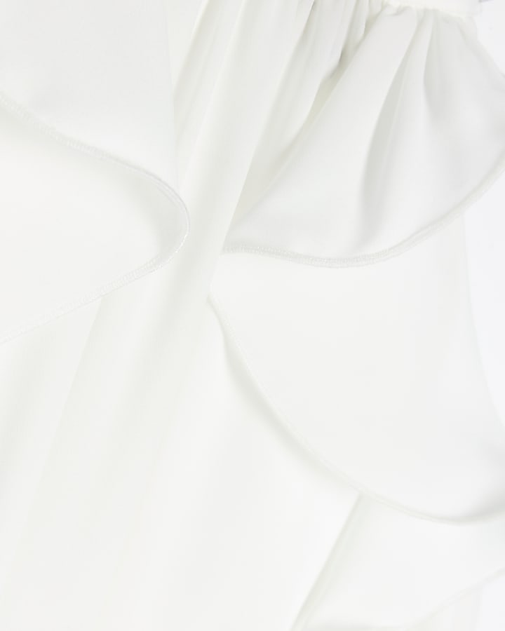White ruffle blouse top
