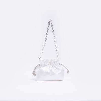 White satin bow bag