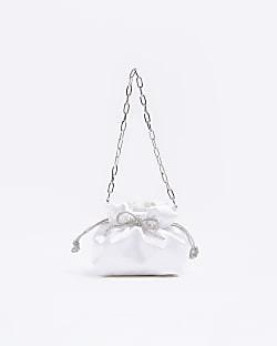 White satin bow bag