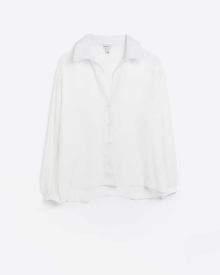 White satin long sleeve shirt
