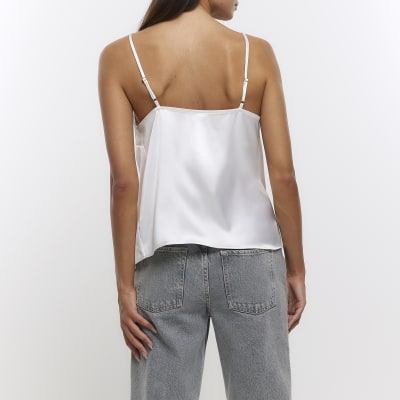 White Satin Strap Cami Top River Island 