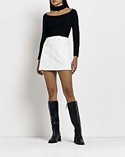 White scuba mini skirt