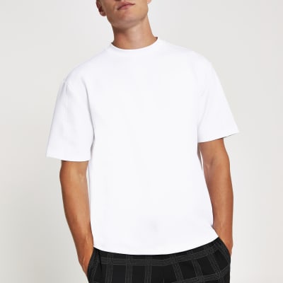 White scuba oversized short sleeve Tshirt River Island