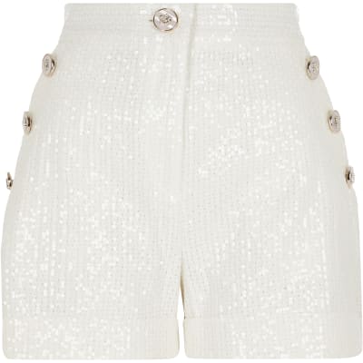 river island white shorts