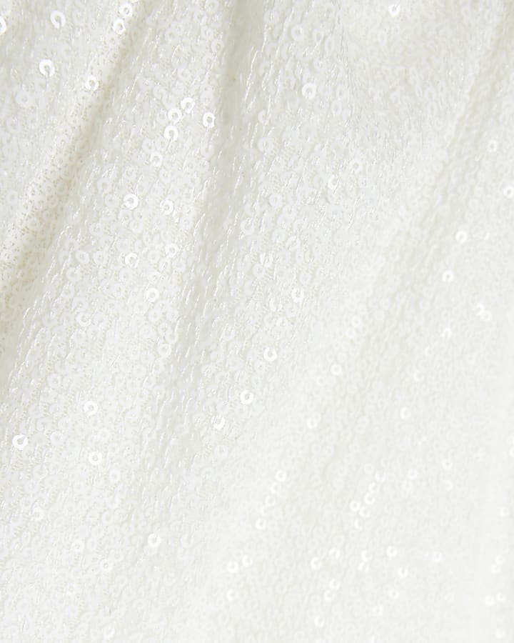White sequin corsage cami top