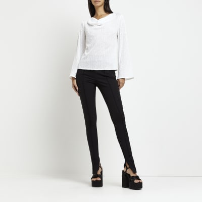 White Sequin Long Sleeve Top River Island 