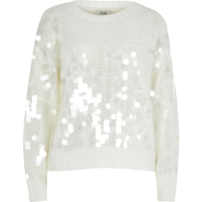 white sequin jumper