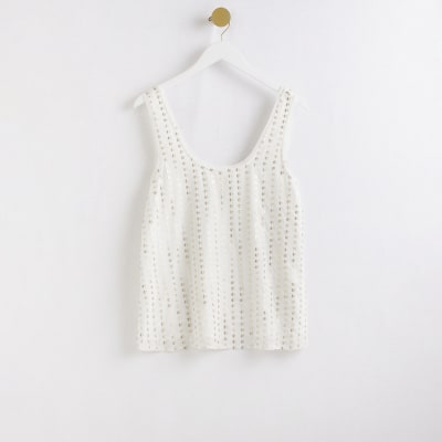 Jersey Sequin Tank - White – Bella Doña