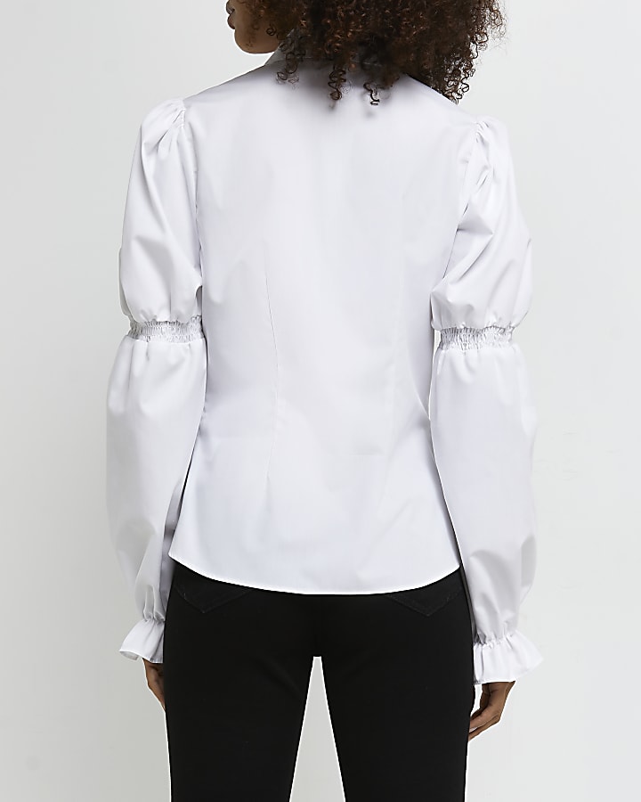 White shirred shirt