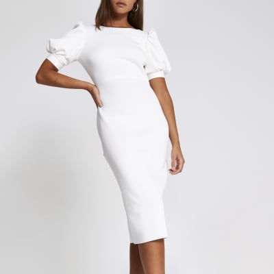 river island white midi dress