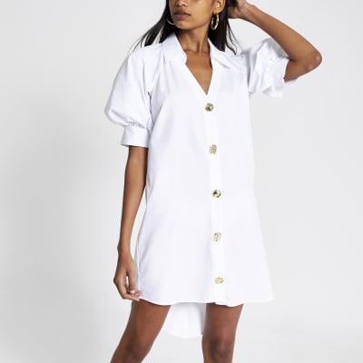 river island white shirt dress