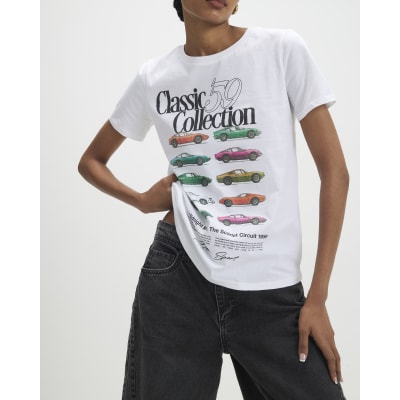 White Short Sleeve Classic Car T-shirt