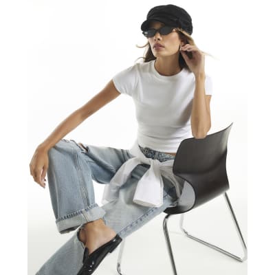 Haut Femme Gris River Island Taille 10 - 70% Coton, Excellent état