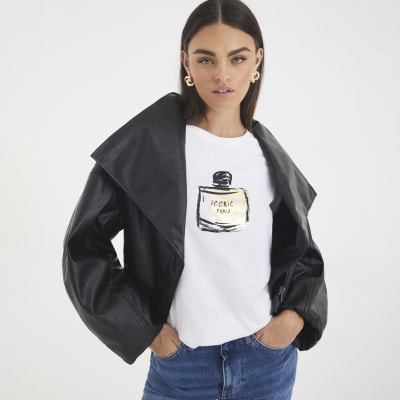 White Short Sleeve Foil Perfume T-shirt