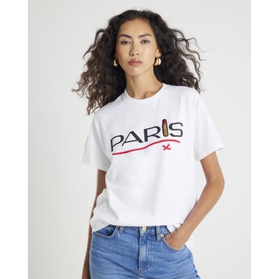 White Short Sleeve Paris Lipstick T-shirt