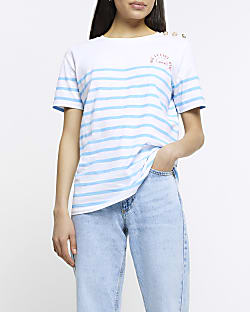 White short sleeve striped t-shirt