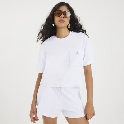 White Short Sleeve Towelling T-shirt