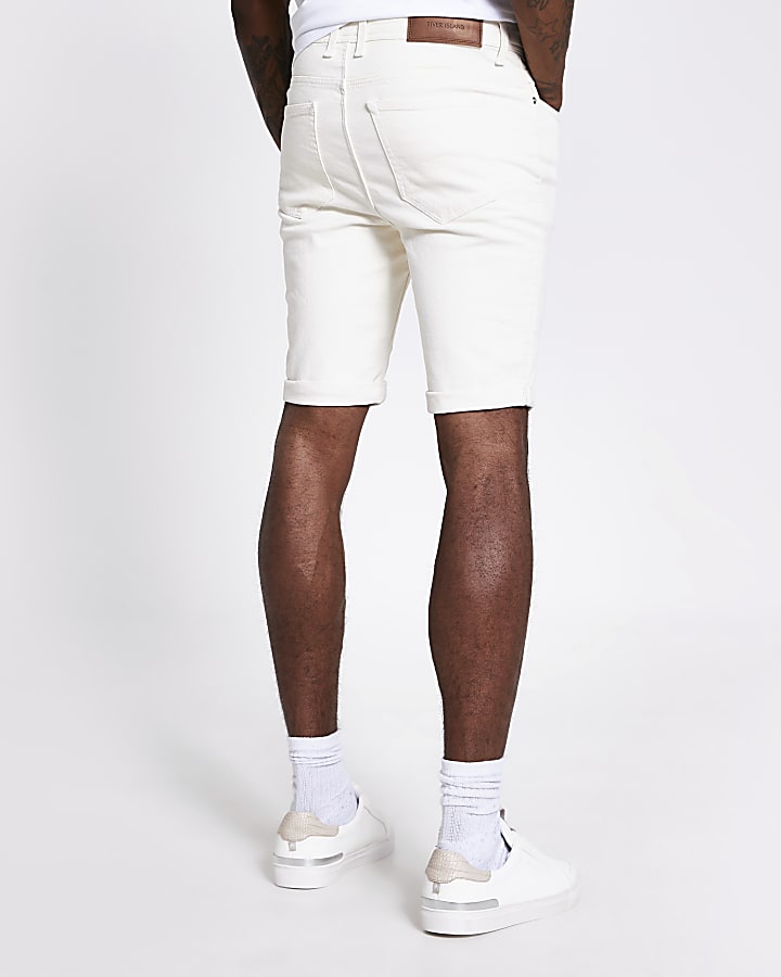 White Sid skinny fit stretch denim shorts