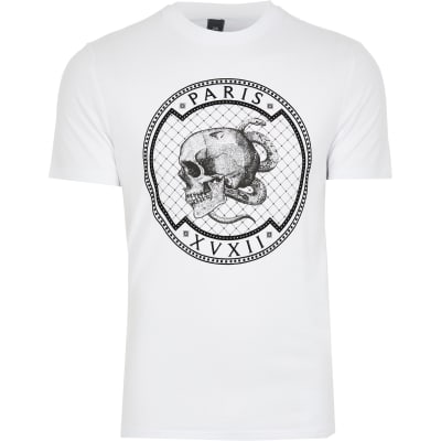 river island skull t shirt