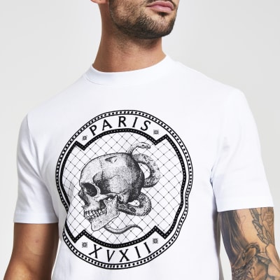 river island skull t shirt