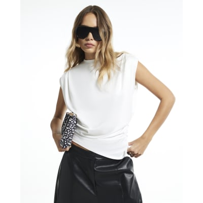 Sleeveless Pintuck Shoulder Top