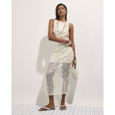 river island white beaded dress PRETTYGARDEN Summer Dress for Women Floral Sundress Spaghetti Strap Fl main image 1
