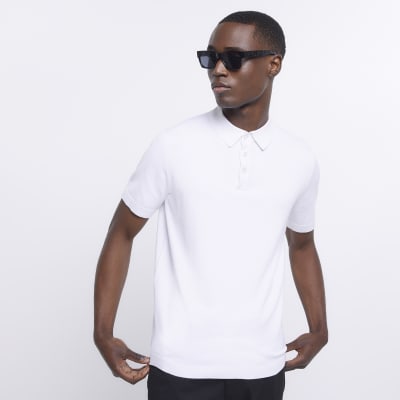 White slim fit buttoned polo shirt River Island