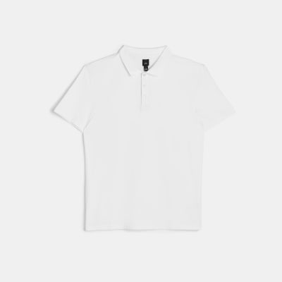 White slim fit buttoned polo shirt River Island