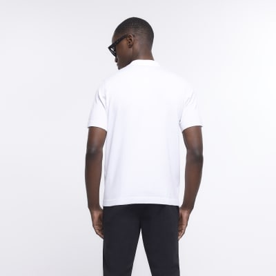 White slim fit buttoned polo shirt | River Island