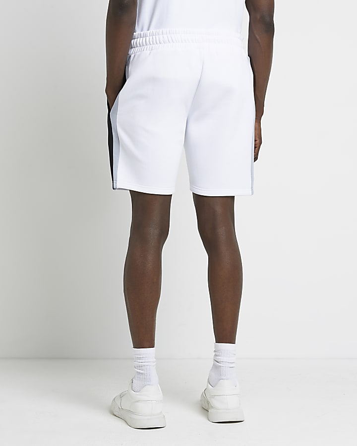 White Slim fit colour Block Shorts