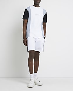 White Slim fit colour Block Shorts