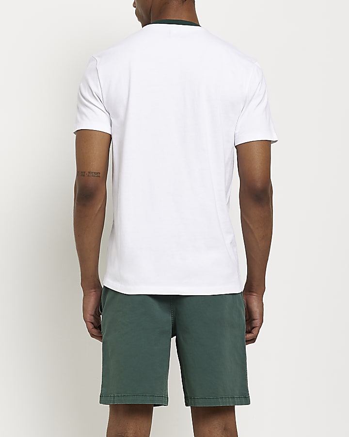 White Slim fit colour block t-shirt