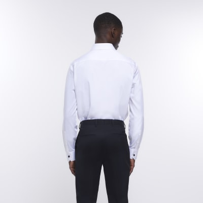 White slim fit concealed button shirt