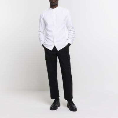 white slim fit grandad shirt