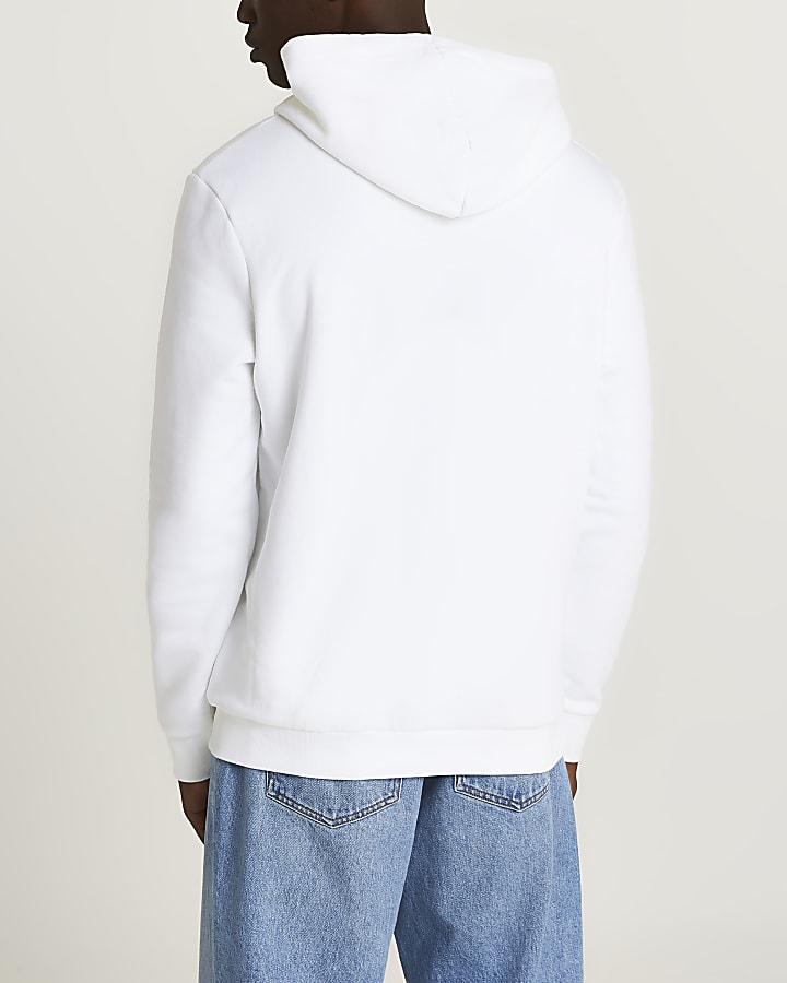 White slim fit graphic hoodie