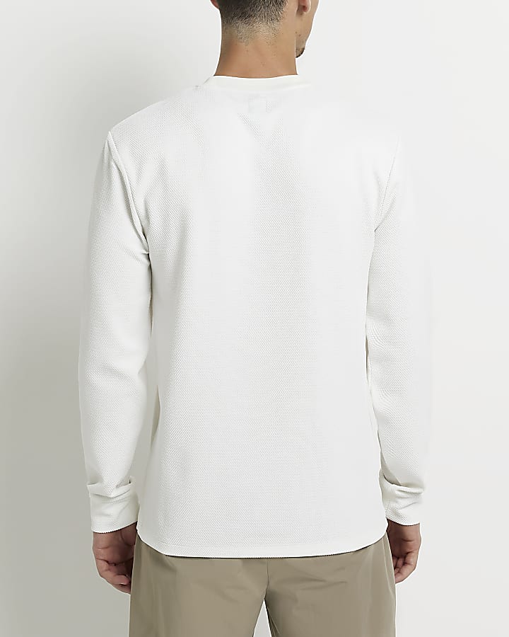 White Slim fit graphic long sleeve t-shirt