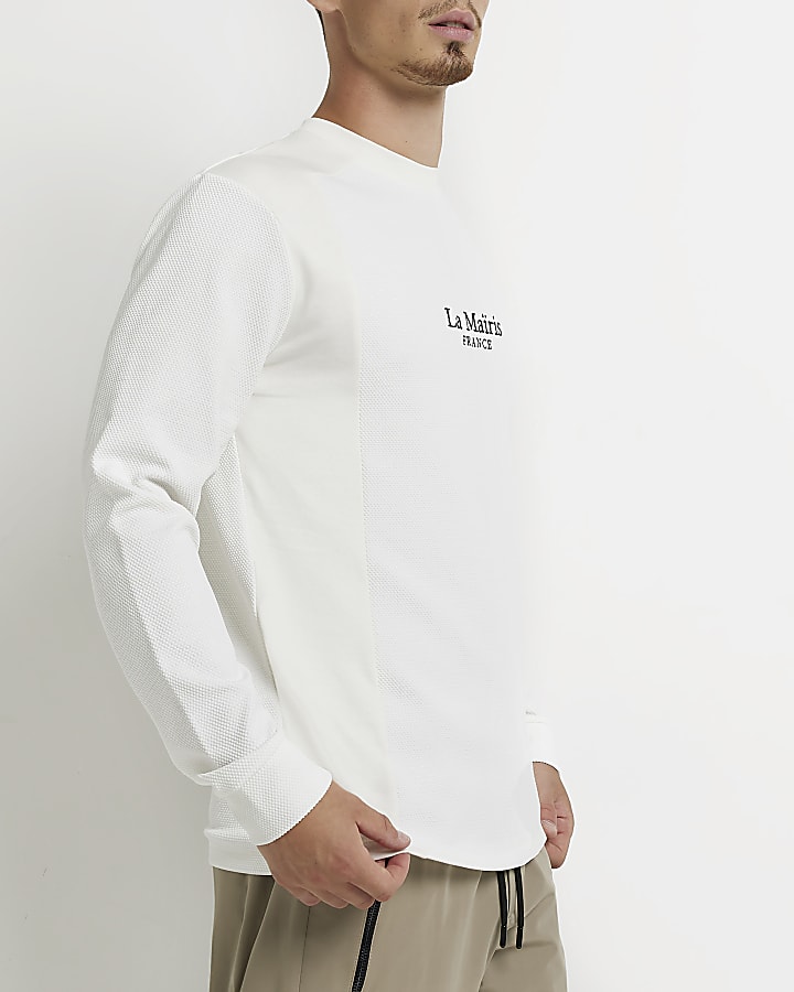 White Slim fit graphic long sleeve t-shirt