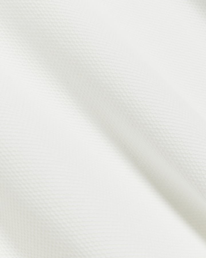 White slim fit honeycomb polo shirt