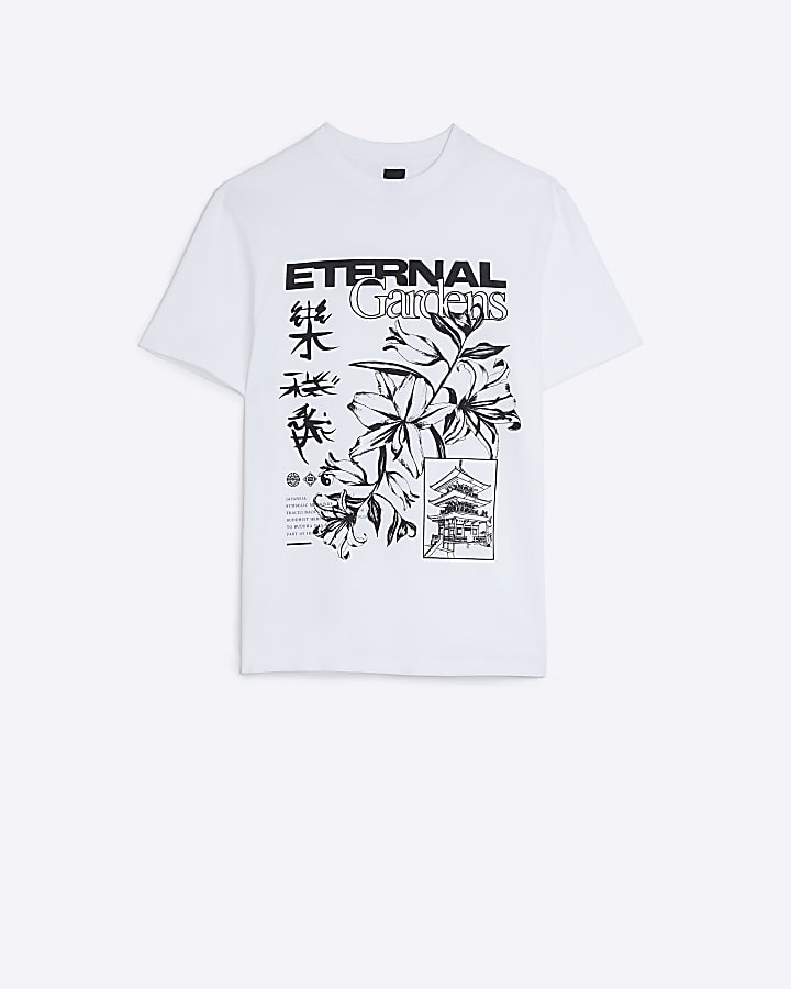 White slim fit Japanese graphic t-shirt