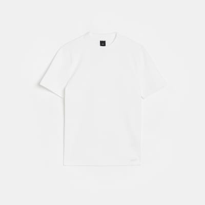 White slim fit knitted tshirt River Island