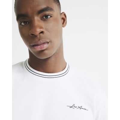 White Slim Fit Les Amis Ringer T-Shirt