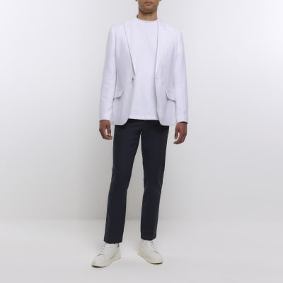 Blazers For Men Green Slim Fit Linen Blend Suit Jacket River