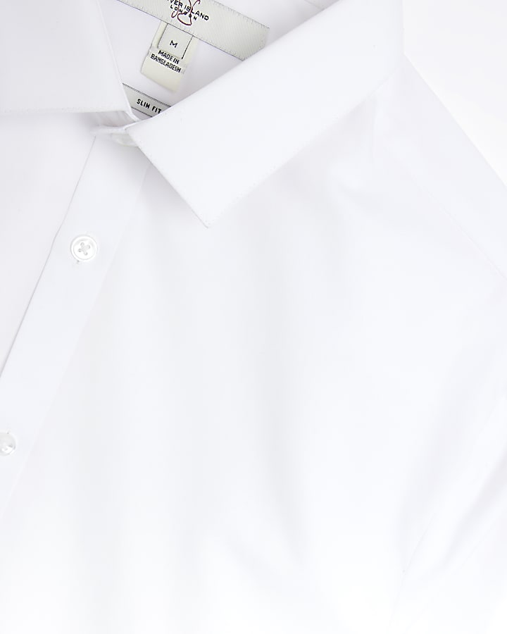 White slim fit long sleeve smart shirt